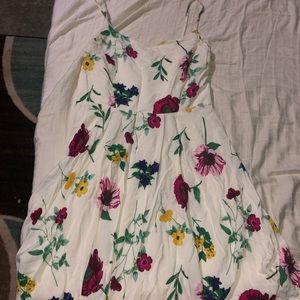 White dress with colorful flowers